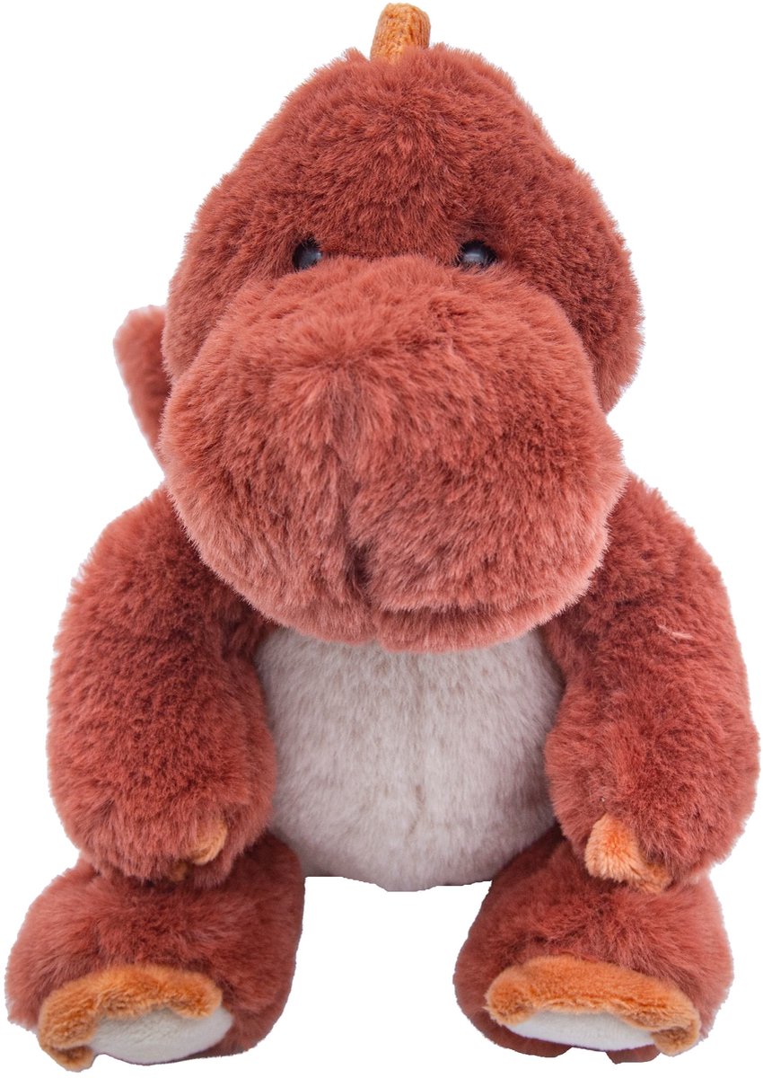 Cute since 1999 - Dinosauruspark - Dinosaurus speelgoed - Roodbruine zitten dino - Baby knuffel - 21cm