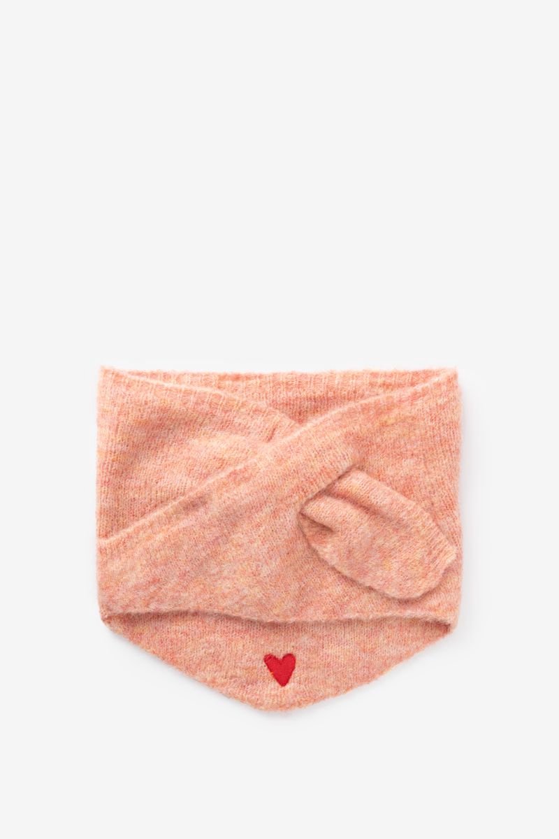 Sissy-Boy - Roze gebreide bandana sjaal met hartje