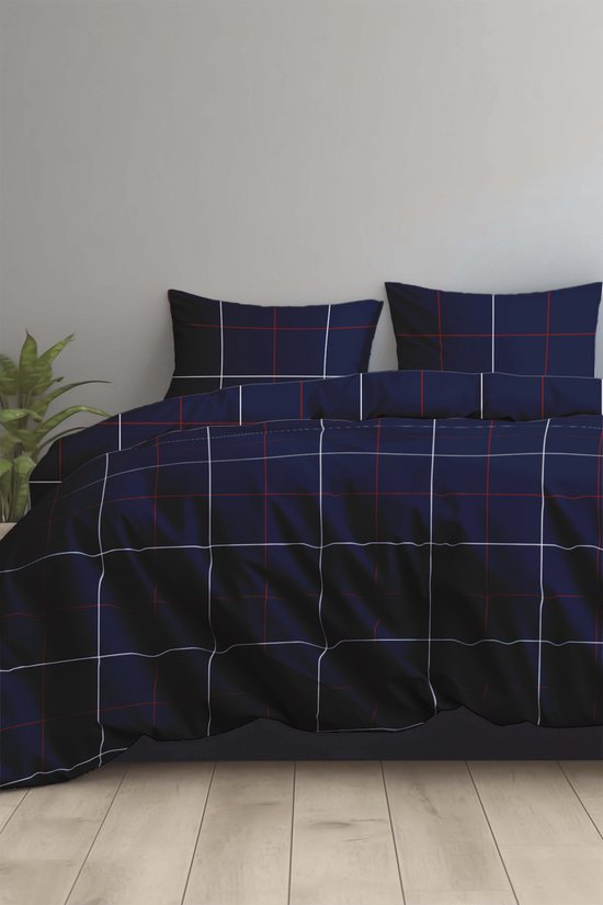 Dekbedovertrek 100% Katoen Premium - 240 x 220cm (Lits-jumeaux) - Modern Check van Purevida Home — afbeelding 2