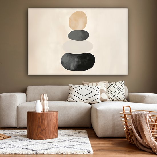 Tableau sur toile 180x120 cm - Décoration murale Japandi - Wabi sabi - Beige - Décoration murale murale salon - Décoration chambre - Accessoires chambre - Peintures sur toile