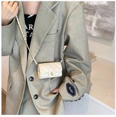 Okseltas met ritssluiting, mini-handtas voor tienermeisjes, wit, modieuze casual tas, coole tas, modieuze en voordelige schoudertas met vlinderketting van PU-leer, all-match-mode