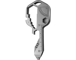 Multifunctioneel 24-in-1 cadeau – Origineel idee voor mannen, verjaardagen, vaders, Vaderdag, Kerstmis – Handige gadgetsleutel (zilver)