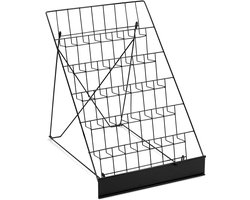 ® 6 rijen opvouwbare kaartenstandaard zwart metalen displaystandaard voor A5/A6-kaarten/ansichtkaarten/brochures - rijbreedte 45 cm - afmetingen 45,8*68*63,5 cm