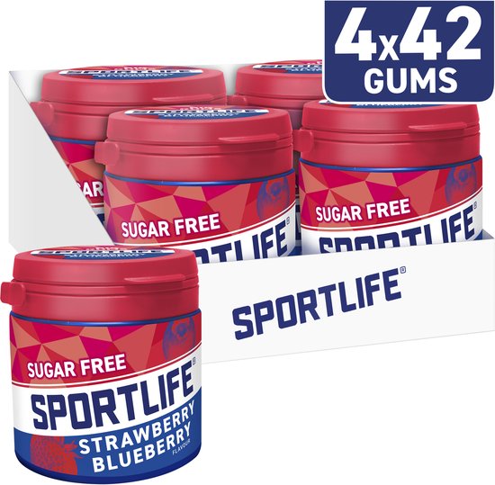 Sportlife strawberry & blueberry pot - aardbei & bosbessensmaak - 4x99g