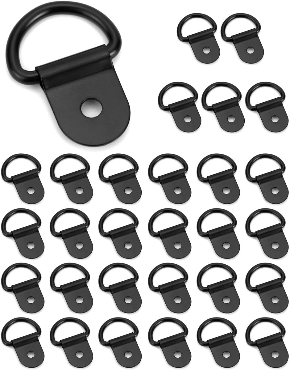 30-pack D-ring spanringen, 20 mm binnendiameter, spanring met beugel voor auto's, vrachtwagens, trailers en campers