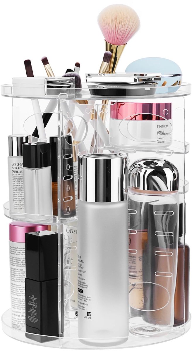 Draaibare Makeup-organizer, Makeup-organizer met 9 verstelbare lagen, grote cosmetica-opslag voor slaapkamer, badkamer