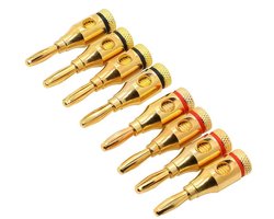 Banaanstekker – Gold plated – 24k Verguld – 4mm – Hoogwaardige Luidsprekerstekkers – 8 Stuks