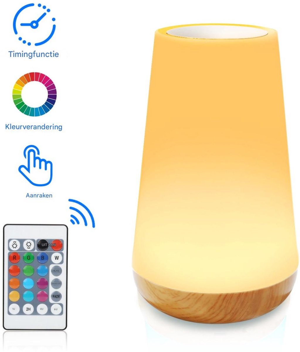 EXCITAT Bedlamp - LED-nachtlampje - Sfeerverlichting voor de slaapkamer - Touch-nachtlampje - met 13 RGB-kleuren - Tafellamp met afstandsbediening - Geschikt voor slaapkamer, woonkamer, camping