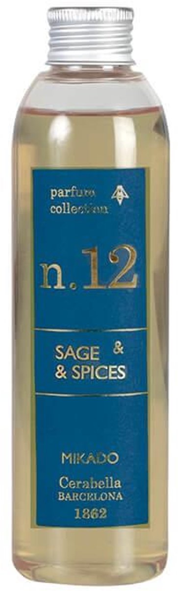 Cerabella Diffuser Navulling N.12 – Salie & Kruiden – 200 ml – Navulflacon huisparfum