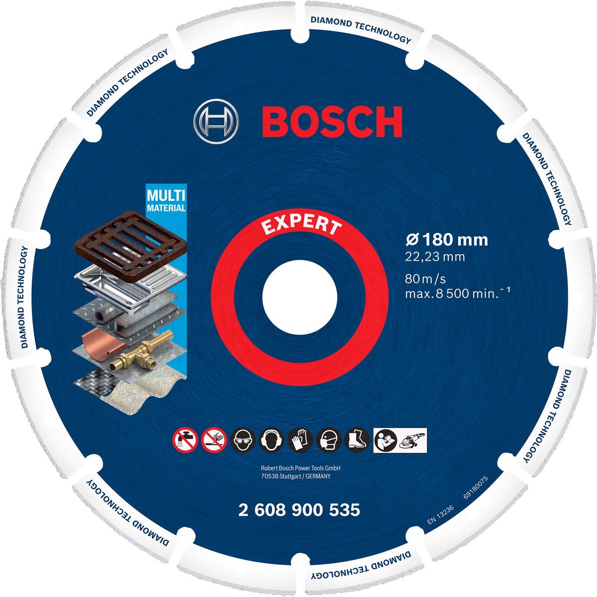 Bosch Accessories 2608900535 M14 Diamanten doorslijpschijf Diameter 180 mm Boordiameter 22.23 mm 1 stuk(s)