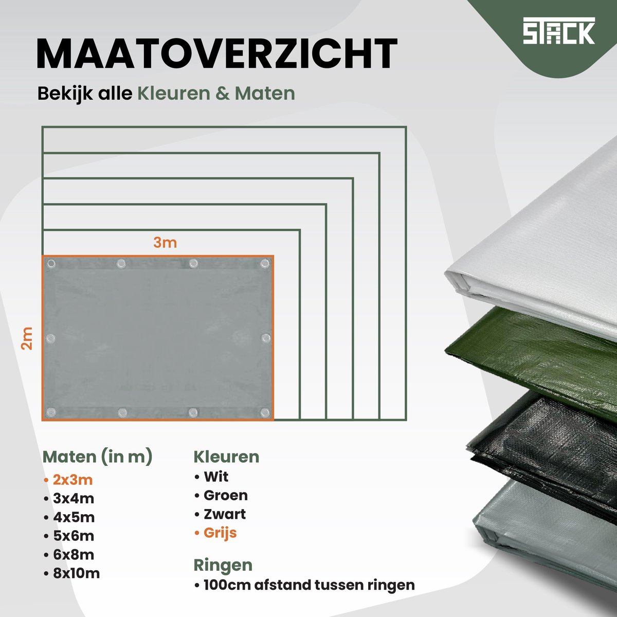 STACK® Extra Sterk Afdekzeil - 2x3m - Grijs - 150G/M2 - Waterdicht Bouwzeil & Zeildoek - Zeil Met Ringen - Beschermhoes & Afdekhoes voor Zwembad,Tuin Set,Motor,Scooter,Fietsen,Aanhangwagen,Scootmobiel,BBQ accesoires - Auto Hoes Bescherming — afbeelding 7