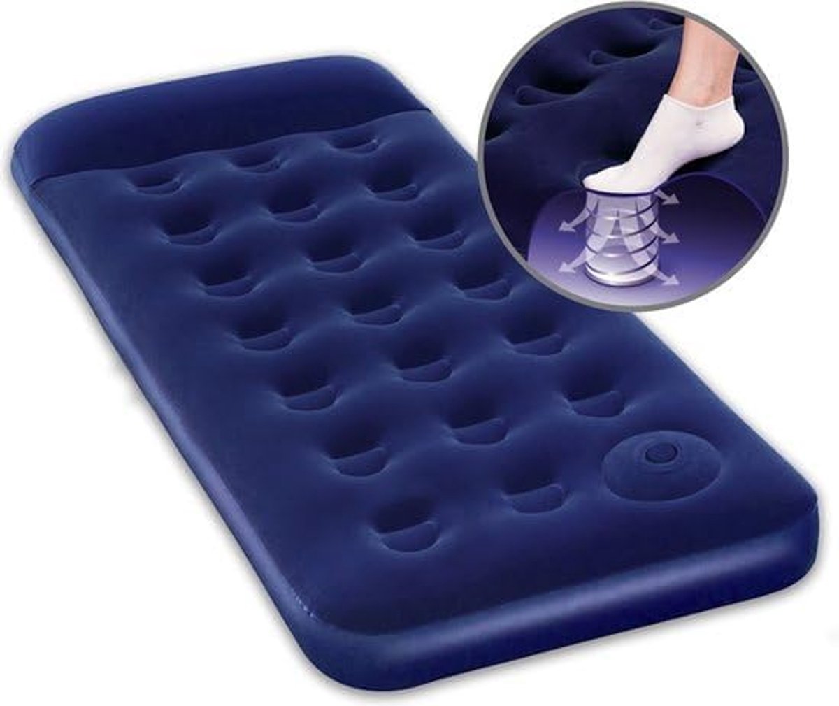 Comfortabel Eenpersoons Luchtbed met Ingebouwde Pomp - Dura-Beam Technologie - 188x99x28 CM