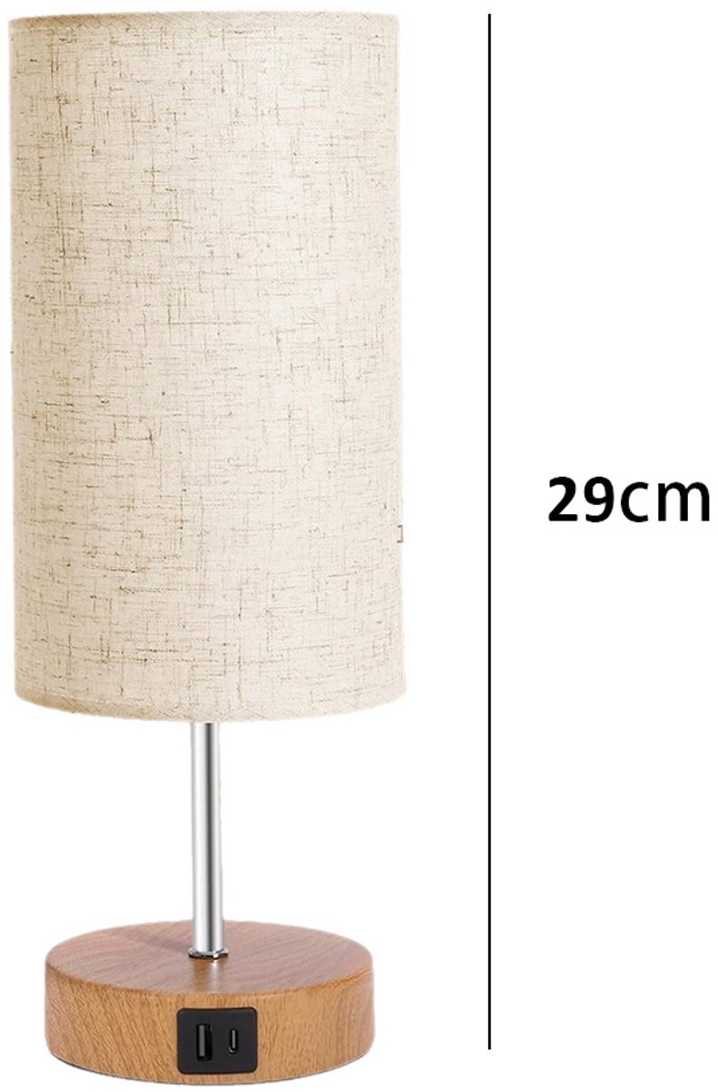 Tafellamp - met stoffen kap & keramiek voet - bedlamp slaapkamer - Stekkerlamp