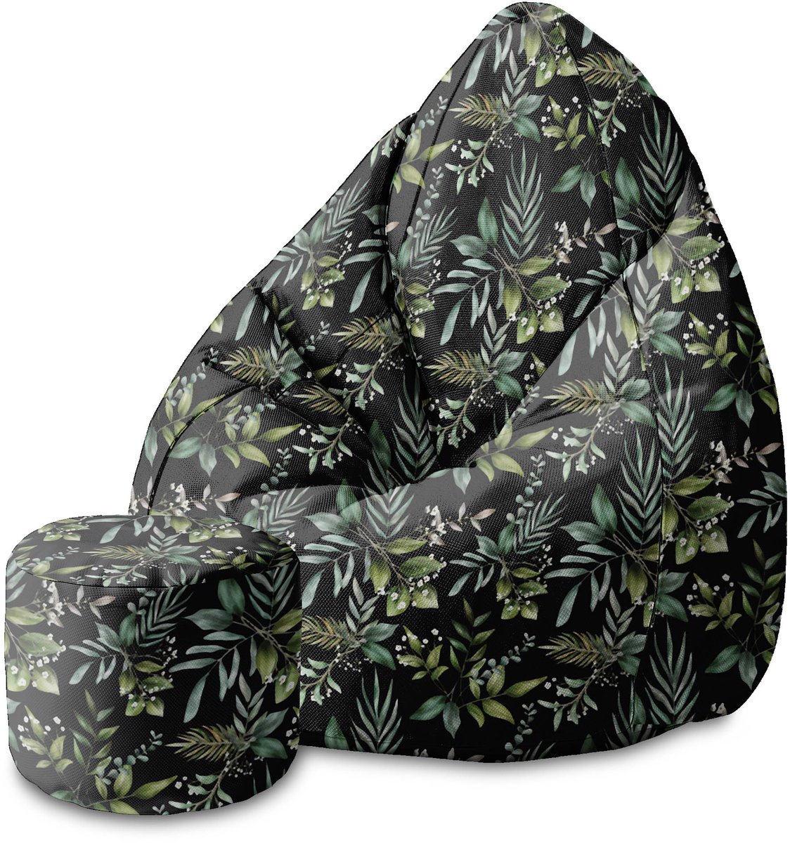 DreamRoots Velvet Zitzak voor Volwassenen – Luxe Beanbag met Voetsteun en Afneembare Hoes – Inclusief Vulling – 80x80x120 cm - Watercolor Elegant Floral