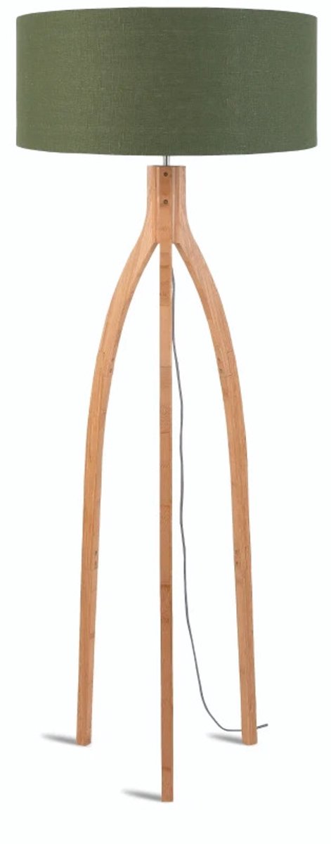 GOOD&MOJO Vloerlamp Annapurna - Groen/Bamboe - Ø60cm - Scandinavisch,Bohemian - Staande lampen voor Woonkamer - Slaapkamer