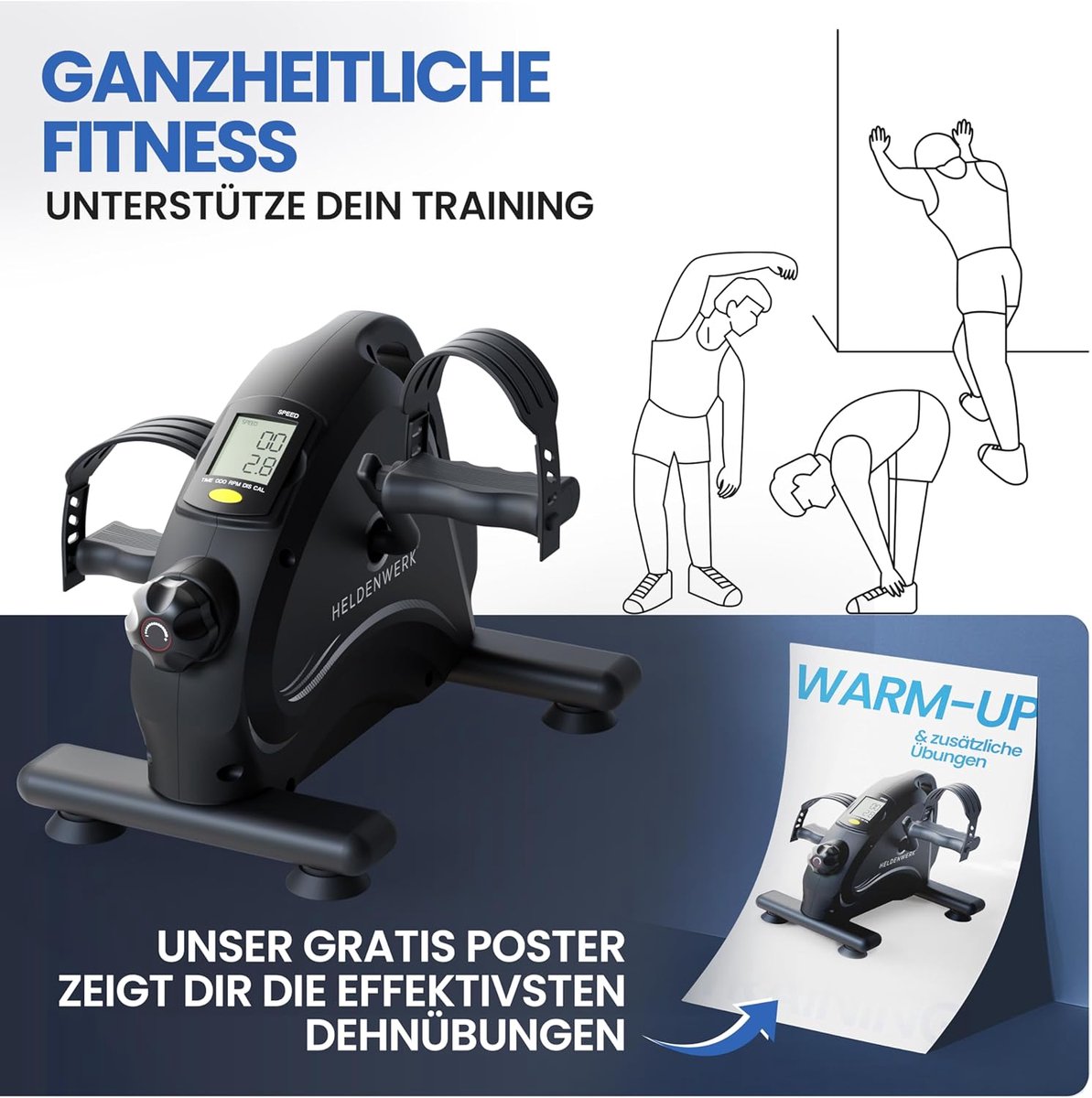 Pedaaltrainer Basic Set - TÜV/GS Getest - Antislipmat en Bevestigingsriem Inclusief - Thuistrainen voor Senioren