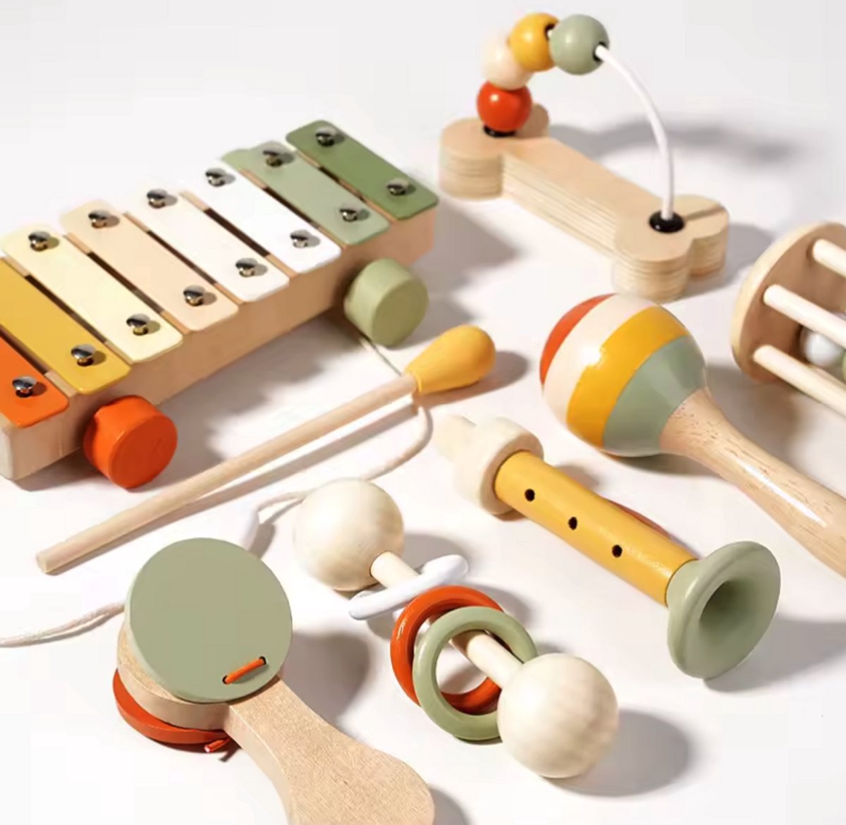 Montessori Speelgoed - Speelgoed 1 Jaar - Muziek Speelgoed - Houten Speelgoed - Baby Speelgoed - Myka's 7 Stuks — afbeelding 2