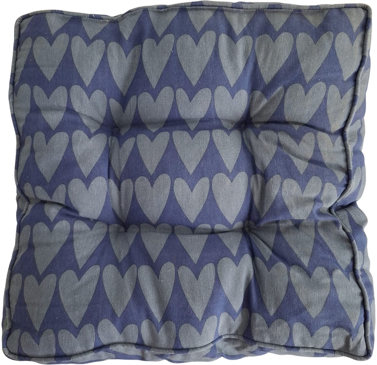 Mica Katja Tuinkussen Hartjes Blauw 45x45 cm – Outdoor Sierkussen – Decoratiekussen voor Tuin en Balkon