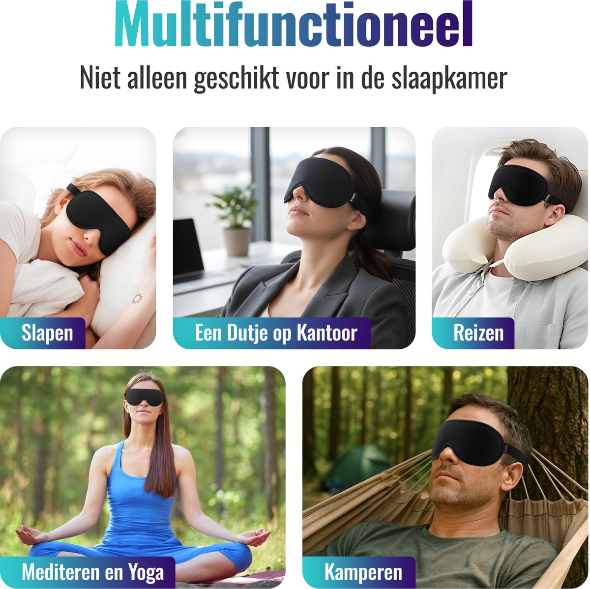 Somnifiq Slaapmasker - Luxe 3D Oogmasker Slaap - Zijden Slaapmasker - Traagschuim - 100% Verduisterend - Voor Mannen en Vrouwen — afbeelding 10