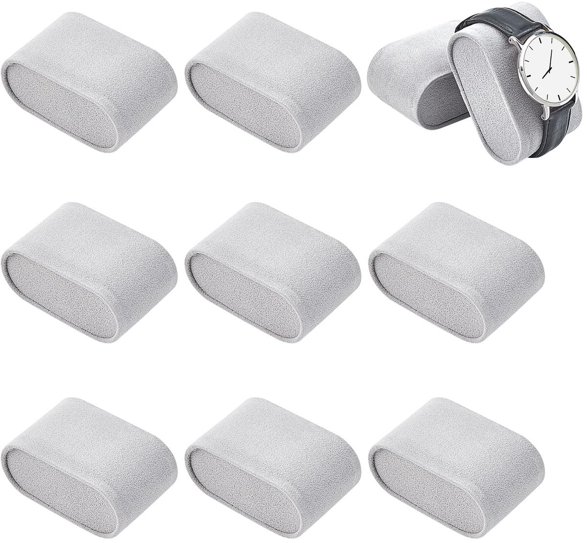 12 Pieces Velvet Small Bracelet Watch Pillow for Watch Box Jewelry Display Storage Box (Dark Grey)