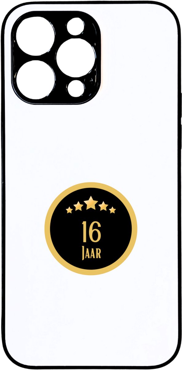 Hacebo® - 16 jaar telefoonhoesje - iemand die 16 jaar is geworden of 16 jaar lang een relatie hebben of getrouwd zijn - telefoonhoesjes - verjaardagscadeau - verjaardag - cadeau - kado - geschenk - hoesje geschikt voor iPhone 14 Pro Max