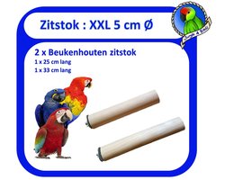 Jungle4birds Zweefstokken – Set van 2 Beukenhouten Zitstokken voor Vogels – 25 & 33 cm – Eenvoudig te bevestigen – Vogelzitstok voor Kooi & Volière