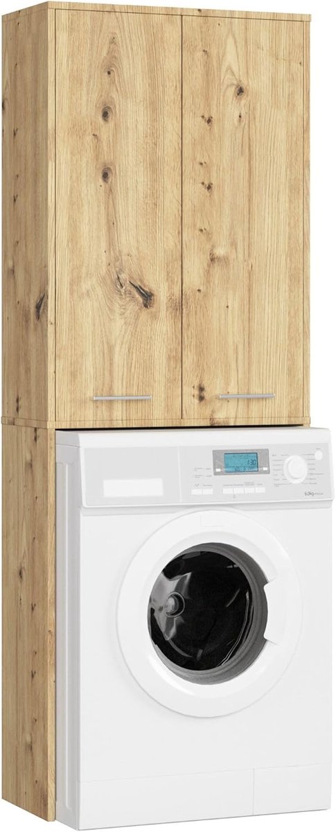 Wasmachinekast met Opbergvak en Legplanken - 64 x 180 x 30 cm