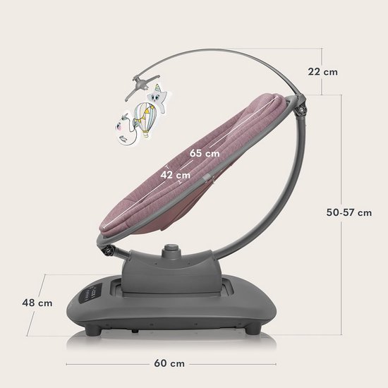 Elektrische Wipstoel voor Baby's tot 9 kg - Multidirectioneel Schommelen - Bluetooth Speaker - Bamboe Bekleding - Afstandsbediening - Verstelbare Rugleuning - 5 Schommelstanden van Merkloos — afbeelding 2