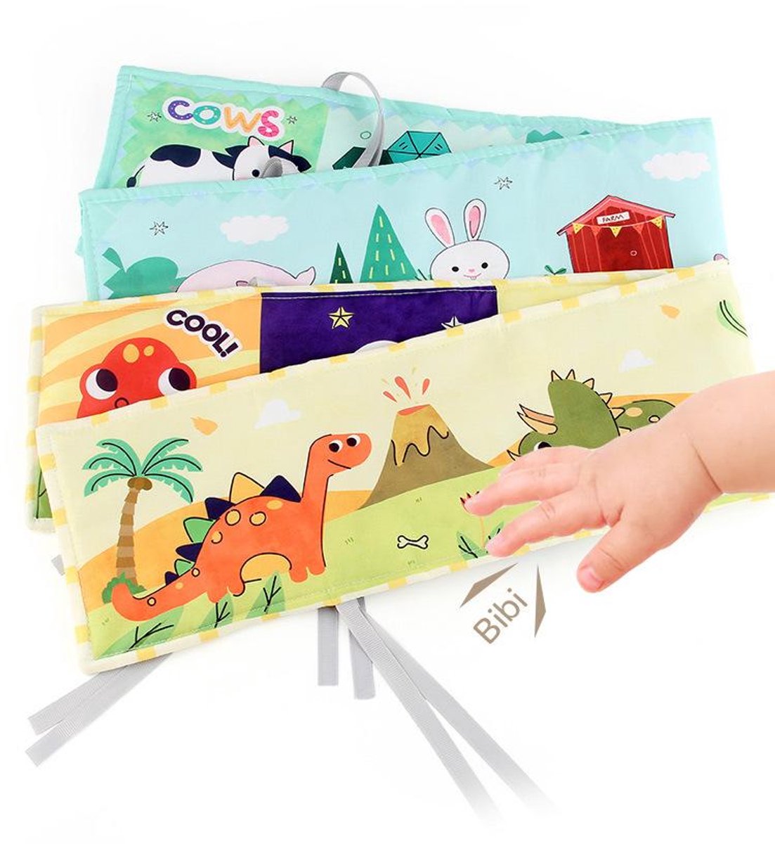 Image of 1 Stuk, Gekleurd Dubbelzijdig Babystoffenboek, Zacht Prentenboek, Untie Baby Cloth Book (Dinosaur)