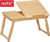 Hoppa! Laptoptafel, notebookstandaard - laptopstandaard - bedtafel - notebooktafel - in hoogte verstelbaar - opvouwbaar - Bamboe - Bruin - 63.5 x 29 x 34.5 cm