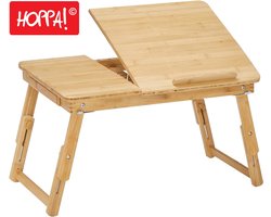 Hoppa! Laptoptafel, notebookstandaard - laptopstandaard - bedtafel - notebooktafel - in hoogte verstelbaar - opvouwbaar - Bamboe - Bruin - 63.5 x 29 x 34.5 cm