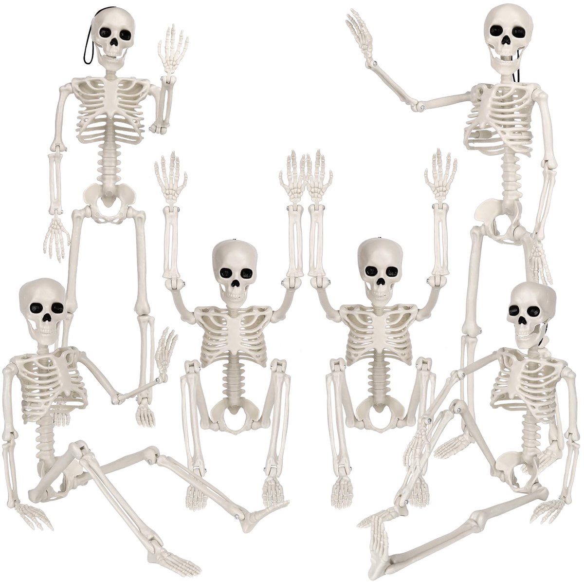 Azomor® Set van 6 verstelbare skeletten voor griezelige Halloween decoratie