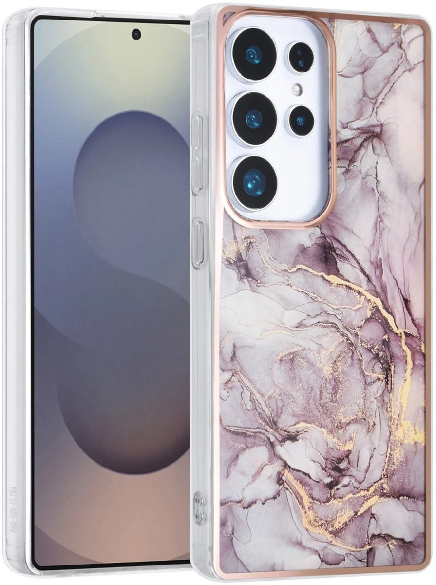 TPU Back Cover hoesje - Marble Bruin Print - Geschikt voor: Samsung Galaxy S25 Ultra