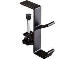 Metalen hoofdtelefoonhaak, hoofdtelefoonhanger met dubbele haak, universele gamingheadset van aluminiumlegering, standaard onder tafel, antislip, verstelbare hoofdtelefoonhanger voor op het bureau