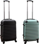 Kofferset 2 delig ABS handbagage koffers - met cijferslot - 39 liter - zwart - groen