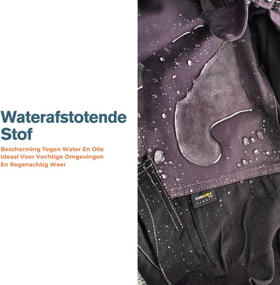 BITCO- SAUER -Stretch Black Work Pants Men Poches genouillères hydrofuges et oléofuges Renforcé en Water