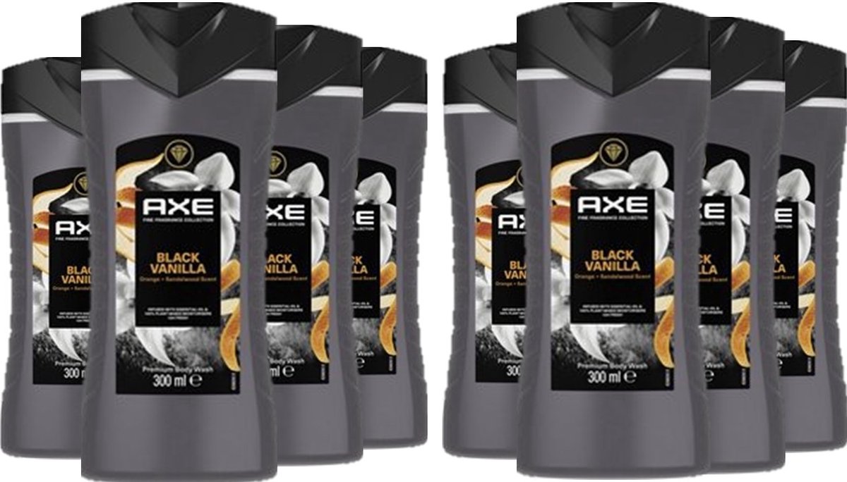 AXE Fragrance Collection Douchegel - Black Vanilla - Voordeelverpakking 8 x 300 ml