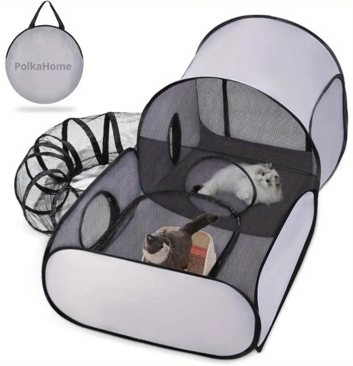 PolkaHome kattentent 3-in-1 binnen buiten draagbaar met tunnel