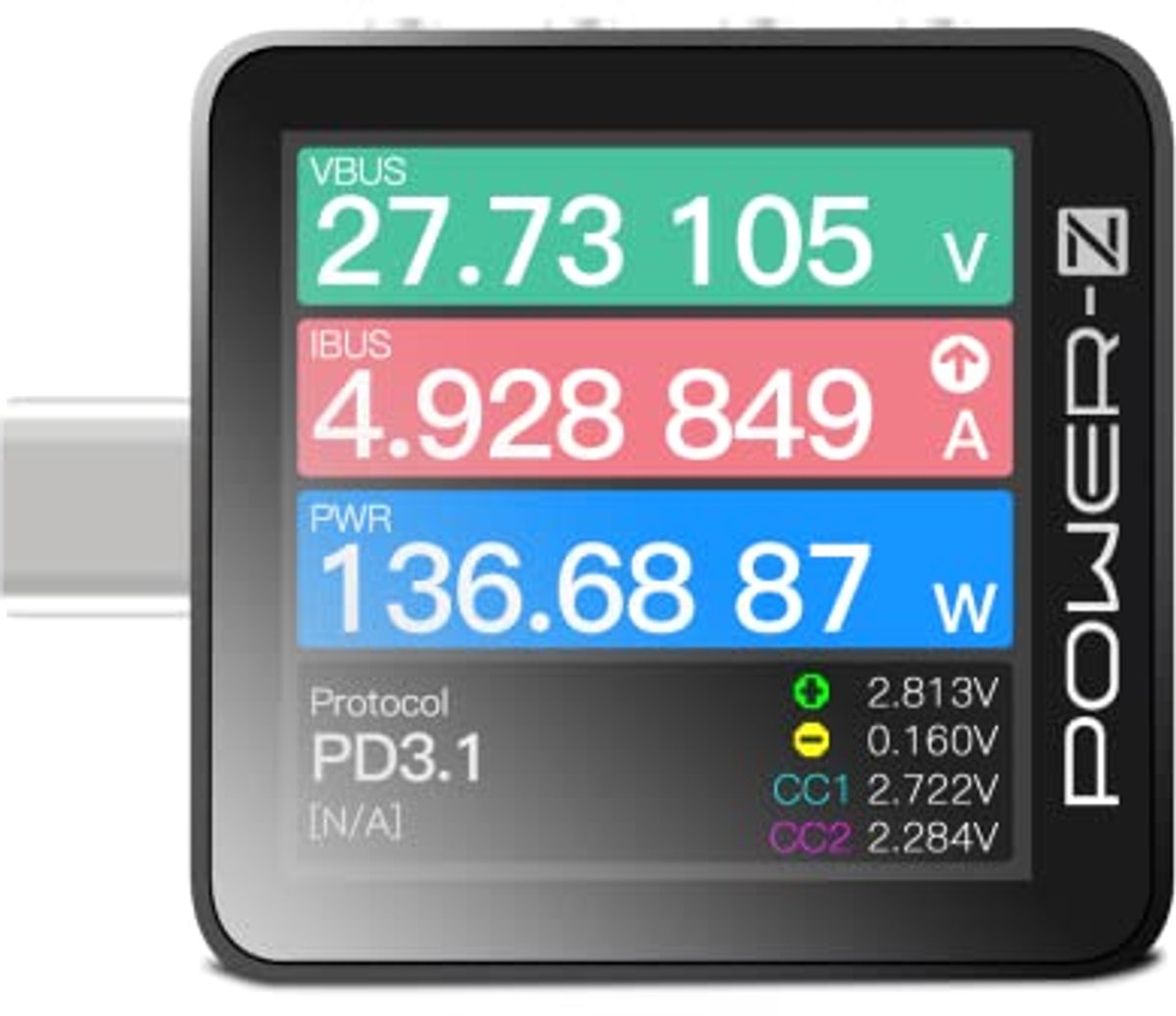 Draagbare USB-C Snellaadtester met Digitale Voltmeter en Ampèremeter
