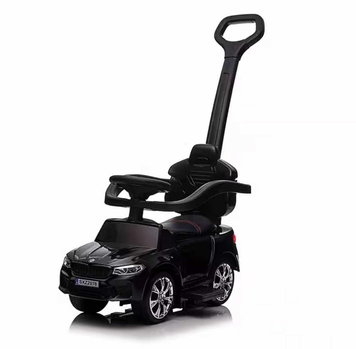 Bogi luxe loopauto - loopwagen met duwstang - Babywalker - BMW M5 - Leren zitje - Luxe uitvoering - Goede kwaliteit - Zwart