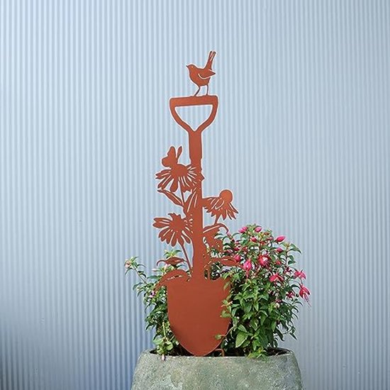 Tuinspade met Vogel en Bloem Motief - Rustieke Tuindecoratie voor Balkon en Terras — afbeelding 2