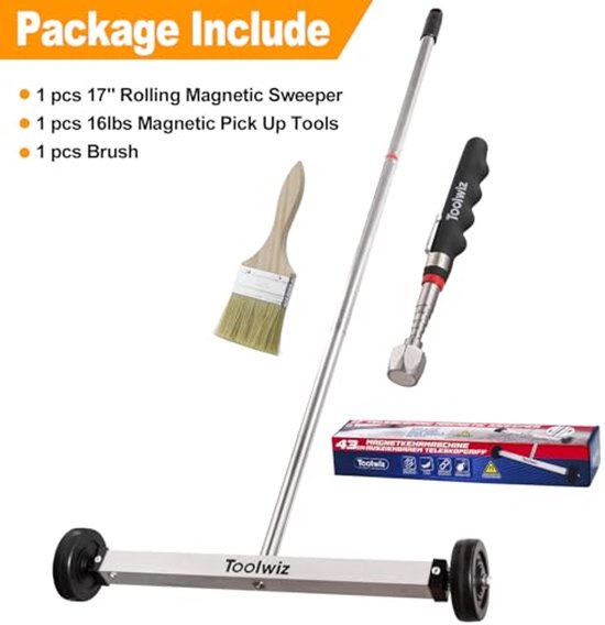 Rolling Magnetische Veegmachine 17 inch - Handige Oplossing voor Metalen Puin en Nagels — afbeelding 2