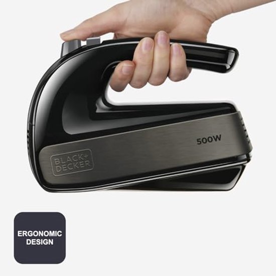 Handmixer 500W met 5 Snelheden en Turbofunctie - Ergonomisch Ontwerp - RVS Gardes & Deeghaken van Merkloos — afbeelding 2