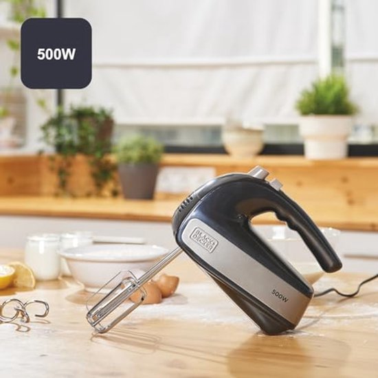 Handmixer 500W met 5 Snelheden en Turbofunctie - Ergonomisch Ontwerp - RVS Gardes & Deeghaken van Merkloos — afbeelding 4
