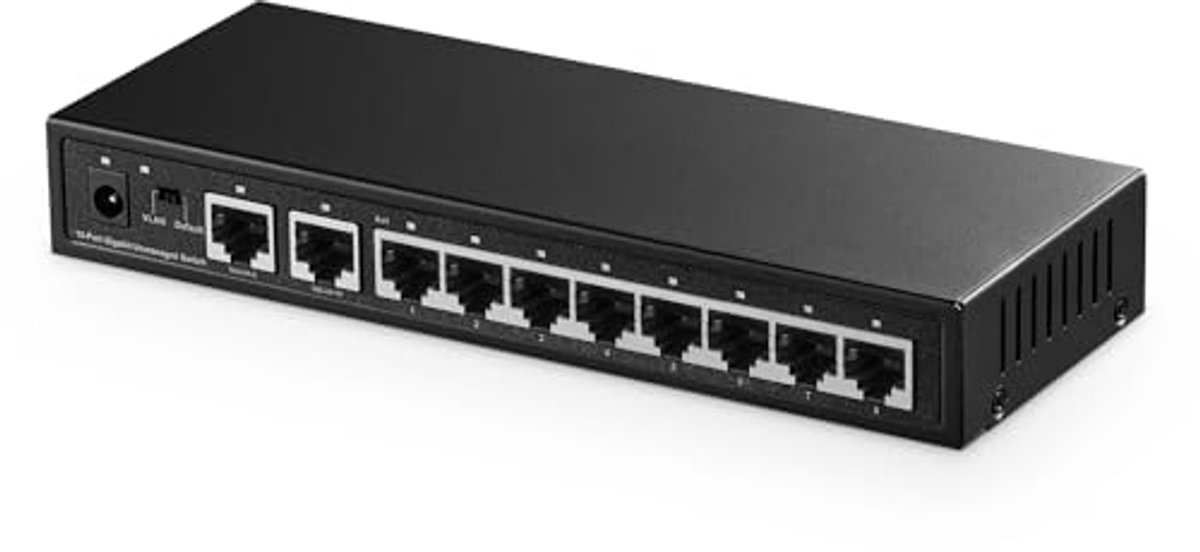 Image of 10-poorts Gigabit Ethernet-schakelaar met 8 poorten, 2 Uplink en Vlan-ondersteuning