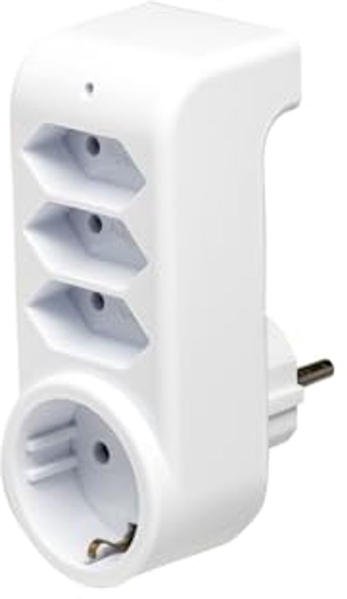 Multistekker 4-voudig met geaard contact en adapterstekker