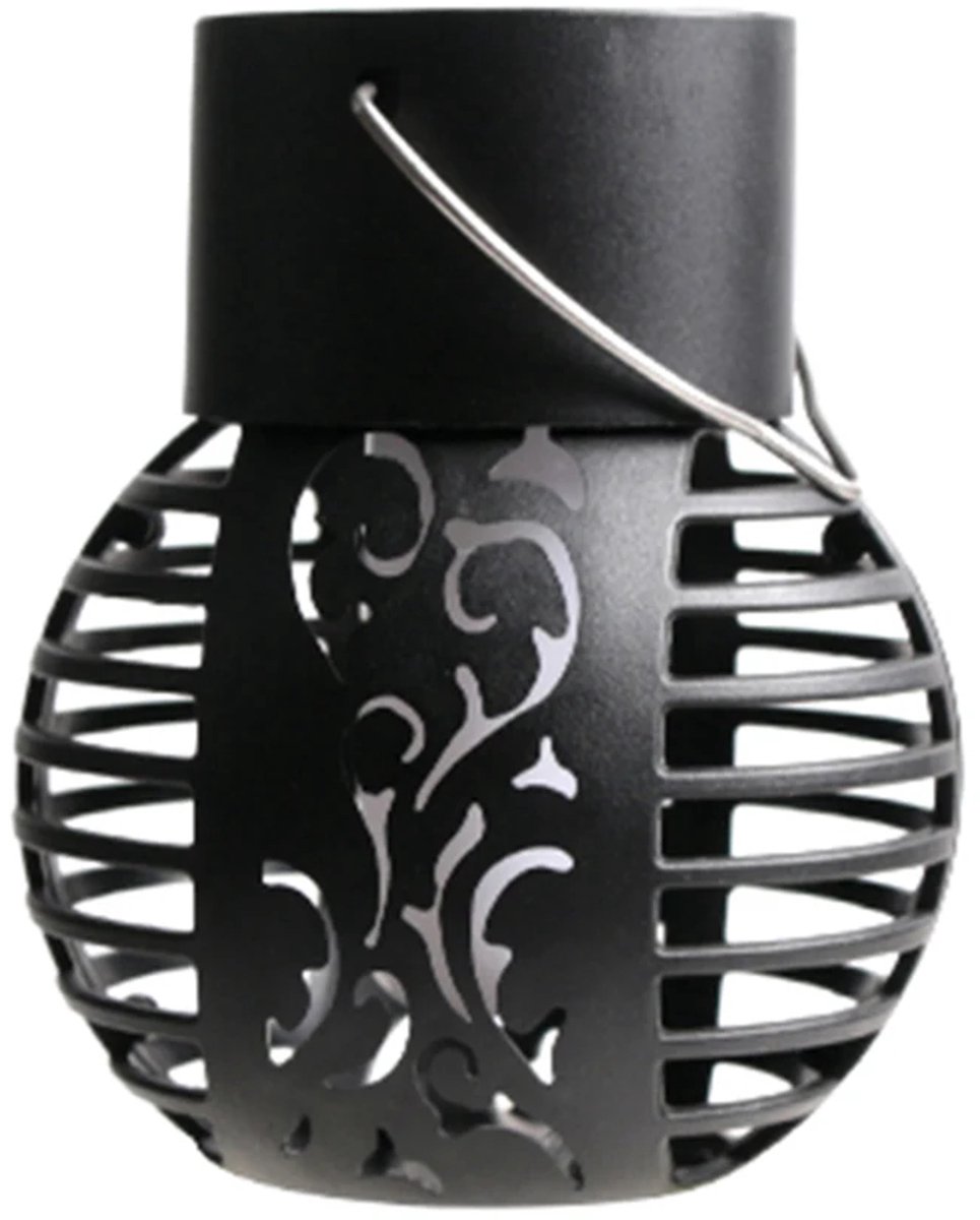 BolFlow® LED Solar Kroonluchter - Met Vlam Effect - Hangende Tuinlamp - Waterdicht - Op Zonne-energie - Sfeervolle Buitenverlichting - Zwart