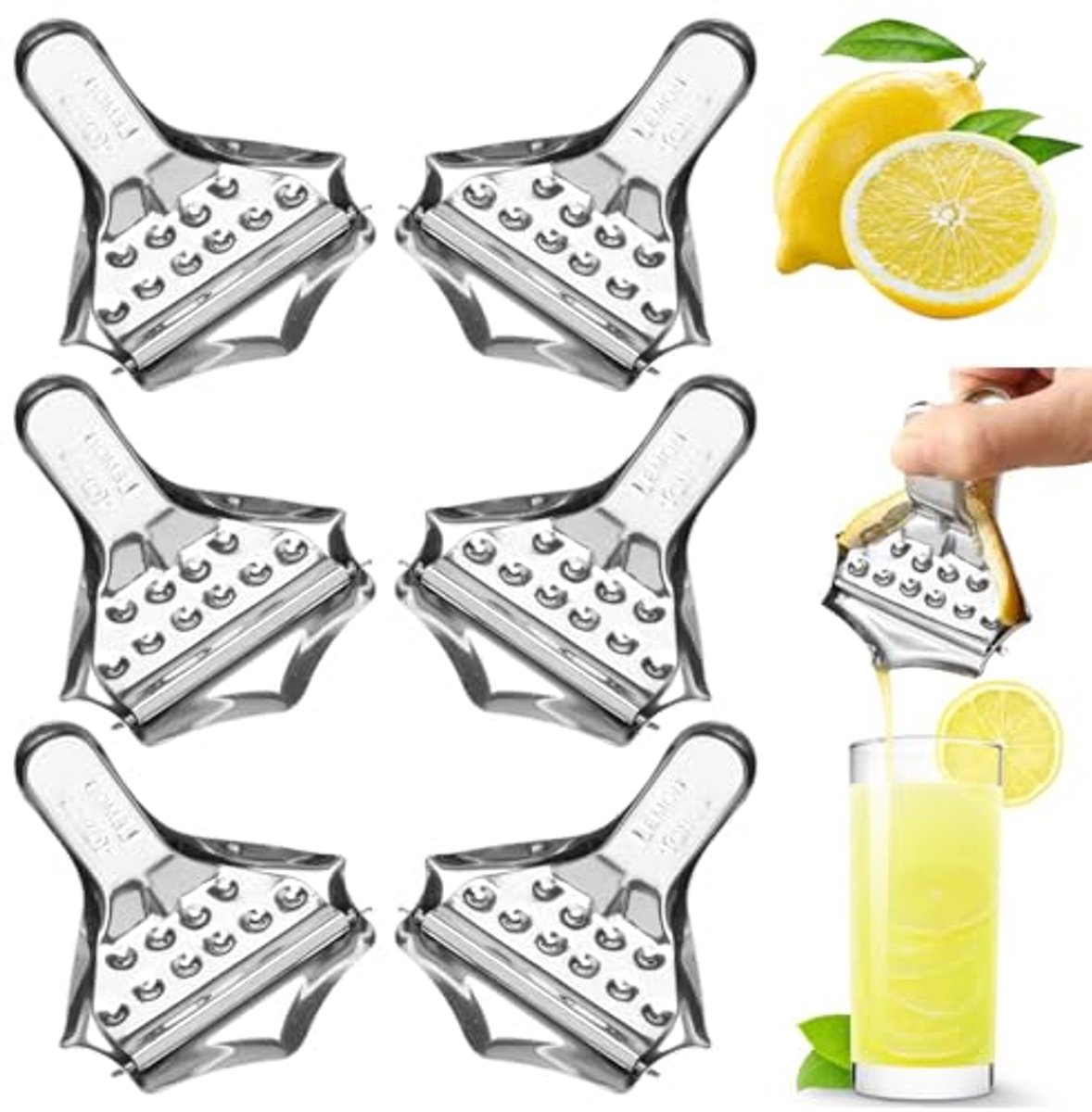 6 Stuks Hand Citruspers - Roestvrijstalen Handpers voor Fruit en Sap