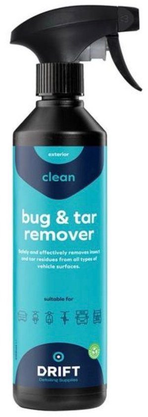 Fles DRIFT Bug & Tar Remover met spuitkop, voor insecten en teer op auto's.