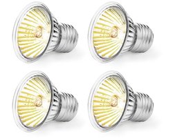 Terrariumgloeilamp E27, UVA, UVB 50 W - Dimbare Reptielenlamp voor Verwarming en Basking Spot - Geschikt voor Slangen, Hagedissen en Amfibieën (4 stuks)